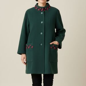 Vintage Weill Paris 1980s Green Winter Jacket Coat Womens Size Large Classic